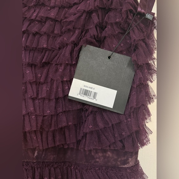 NWT |Mac Duggal 8054 Amethyst Purple Ruffle Cap Sleeve Tiered Midi Dress Size 6 - Picture 5 of 8